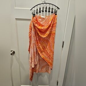 Dress Forum Women’s Boho Wrap Skirt Orange Pink Print Rayon Size M